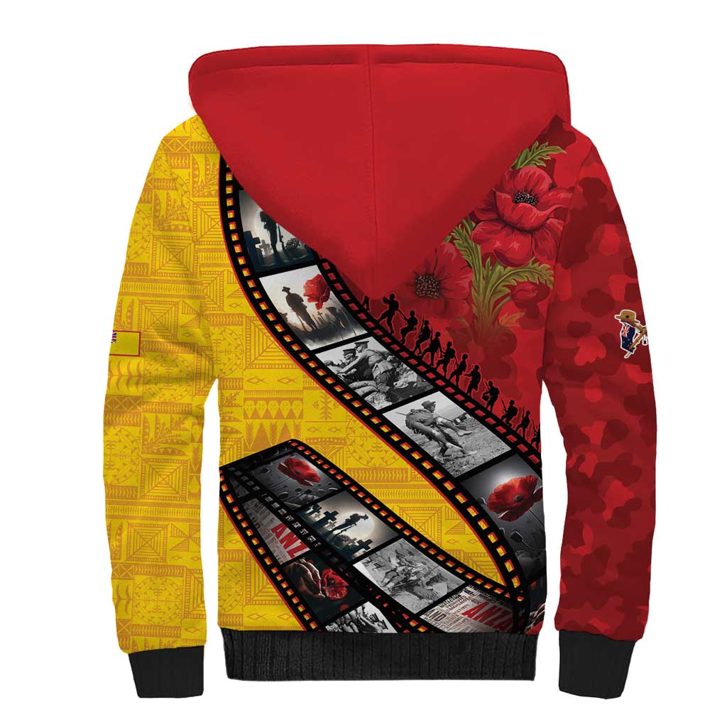 Personalised Niue ANZAC 1915-2026 Filmstrip Sherpa Hoodie Lest We Forget 25 April