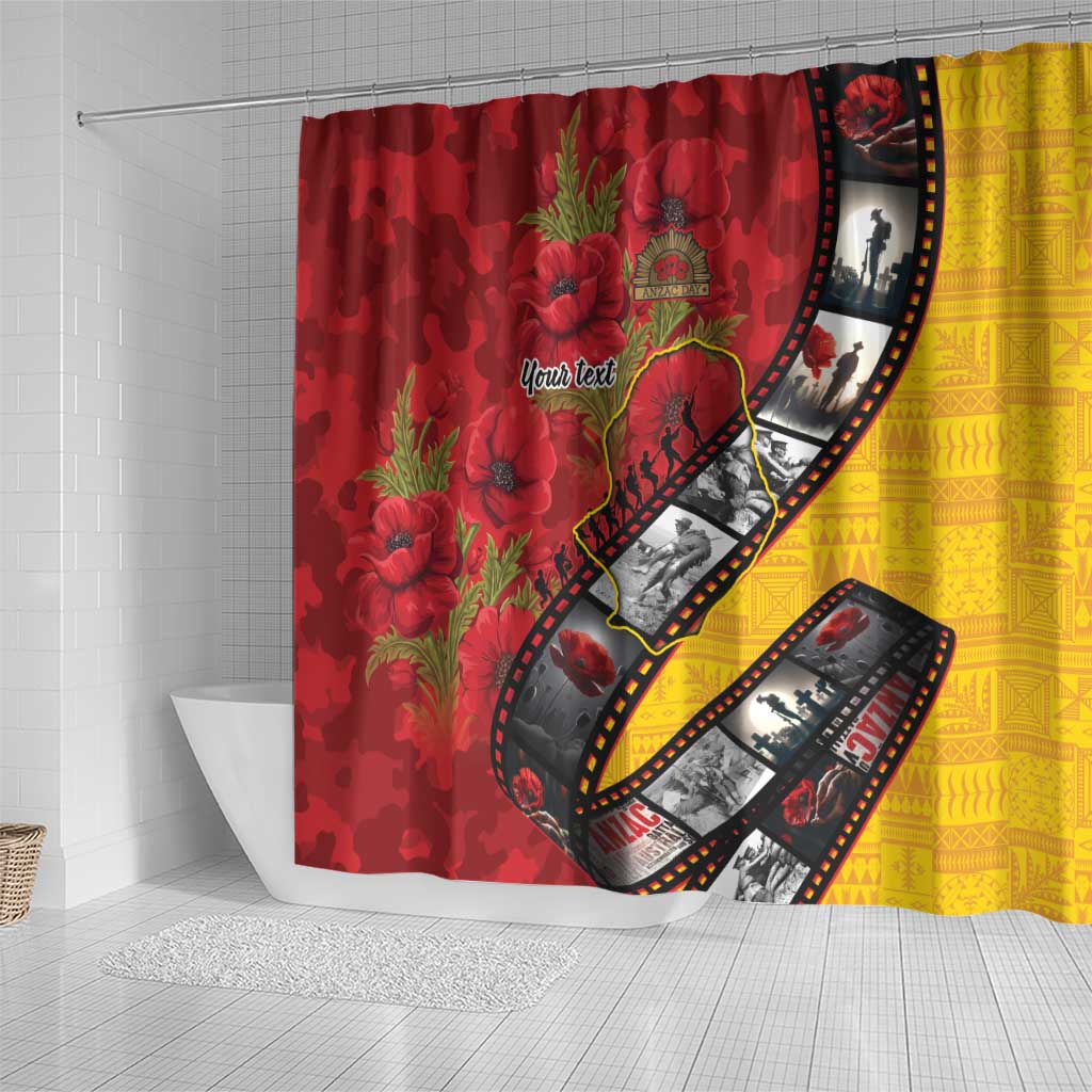 Personalised Niue ANZAC 1915-2026 Filmstrip Shower Curtain Lest We Forget 25 April