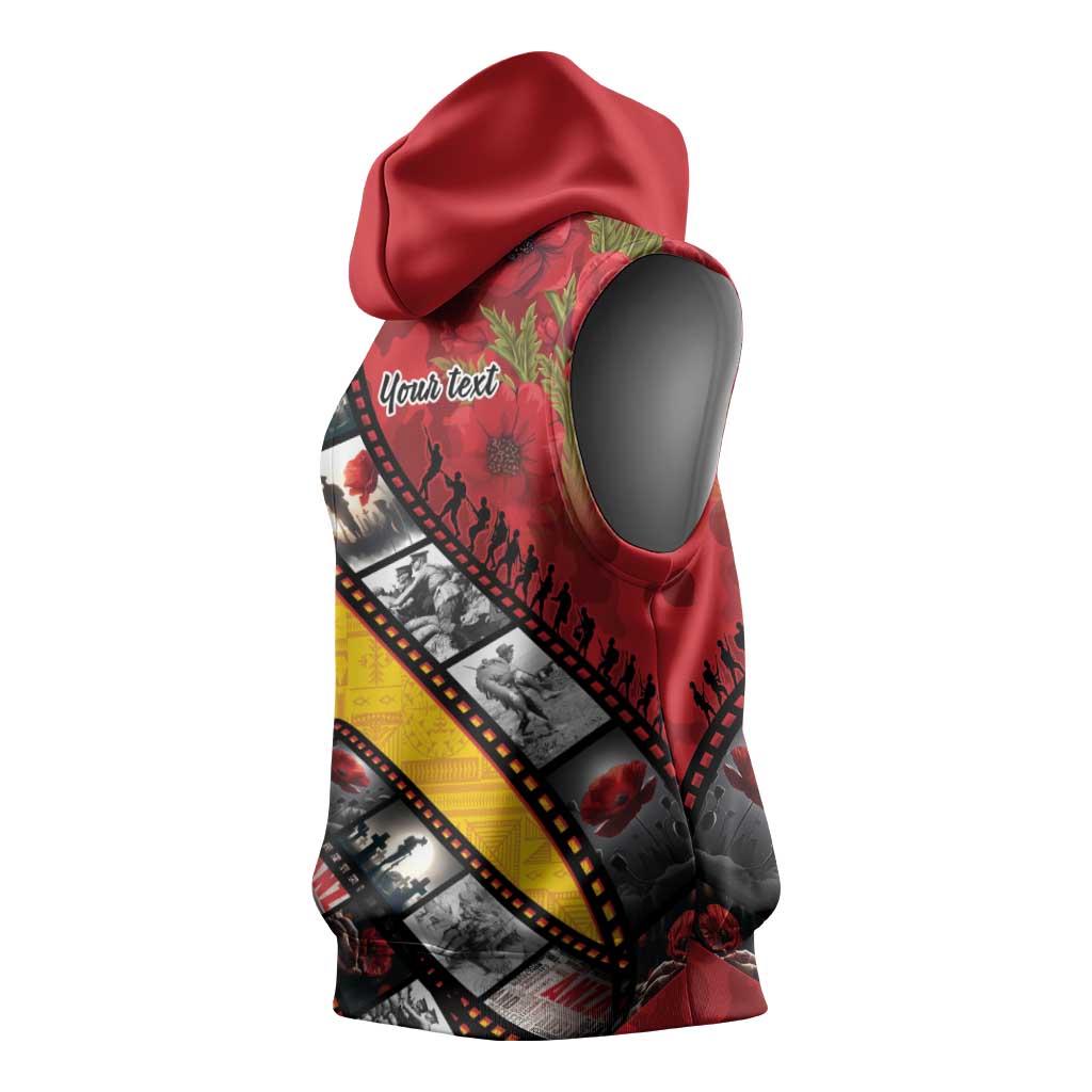 Personalised Niue ANZAC 1915-2026 Filmstrip Sleeveless Hoodie Lest We Forget 25 April