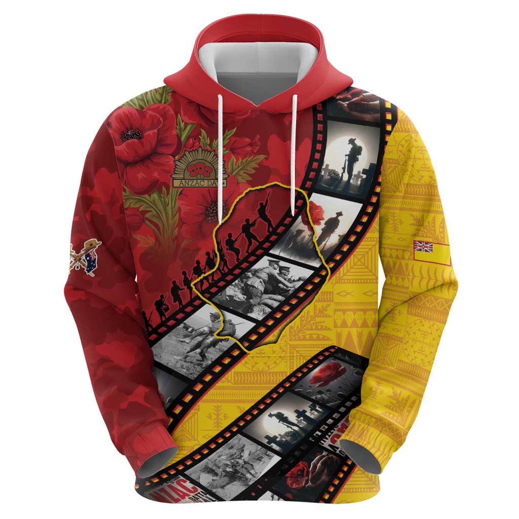Personalised Niue ANZAC 1915-2026 Filmstrip Zip Hoodie Lest We Forget 25 April