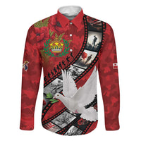Personalised Tonga ANZAC 1915-2026 Filmstrip Family Matching Mermaid Dress and Hawaiian Shirt Lest We Forget 25 April LT9 Dad's Shirt - Long Sleeve Red - Polynesian Pride