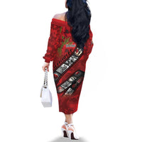 Personalised Tonga ANZAC 1915-2026 Filmstrip Family Matching Off The Shoulder Long Sleeve Dress and Hawaiian Shirt Lest We Forget 25 April LT9 - Polynesian Pride