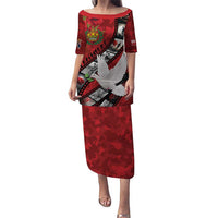 Personalised Tonga ANZAC 1915-2026 Filmstrip Family Matching Puletasi and Hawaiian Shirt Lest We Forget 25 April LT9 Mom's Dress Red - Polynesian Pride