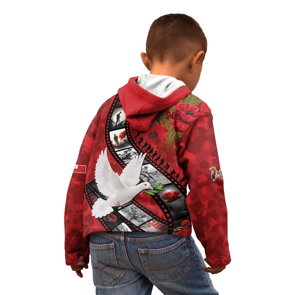 Personalised Tonga ANZAC 1915-2026 Filmstrip Kid Hoodie Lest We Forget 25 April