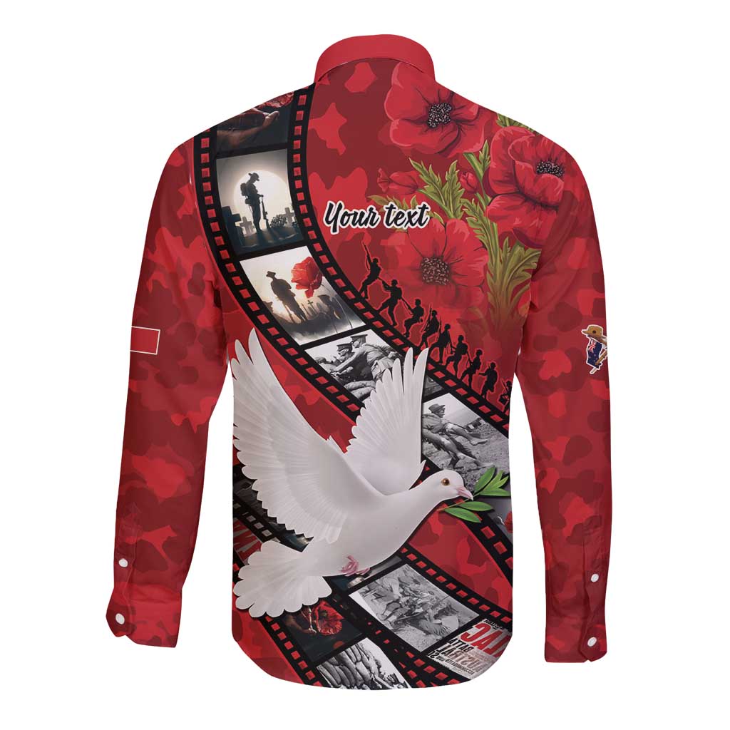 Personalised Tonga ANZAC 1915-2026 Filmstrip Long Sleeve Button Shirt Lest We Forget 25 April