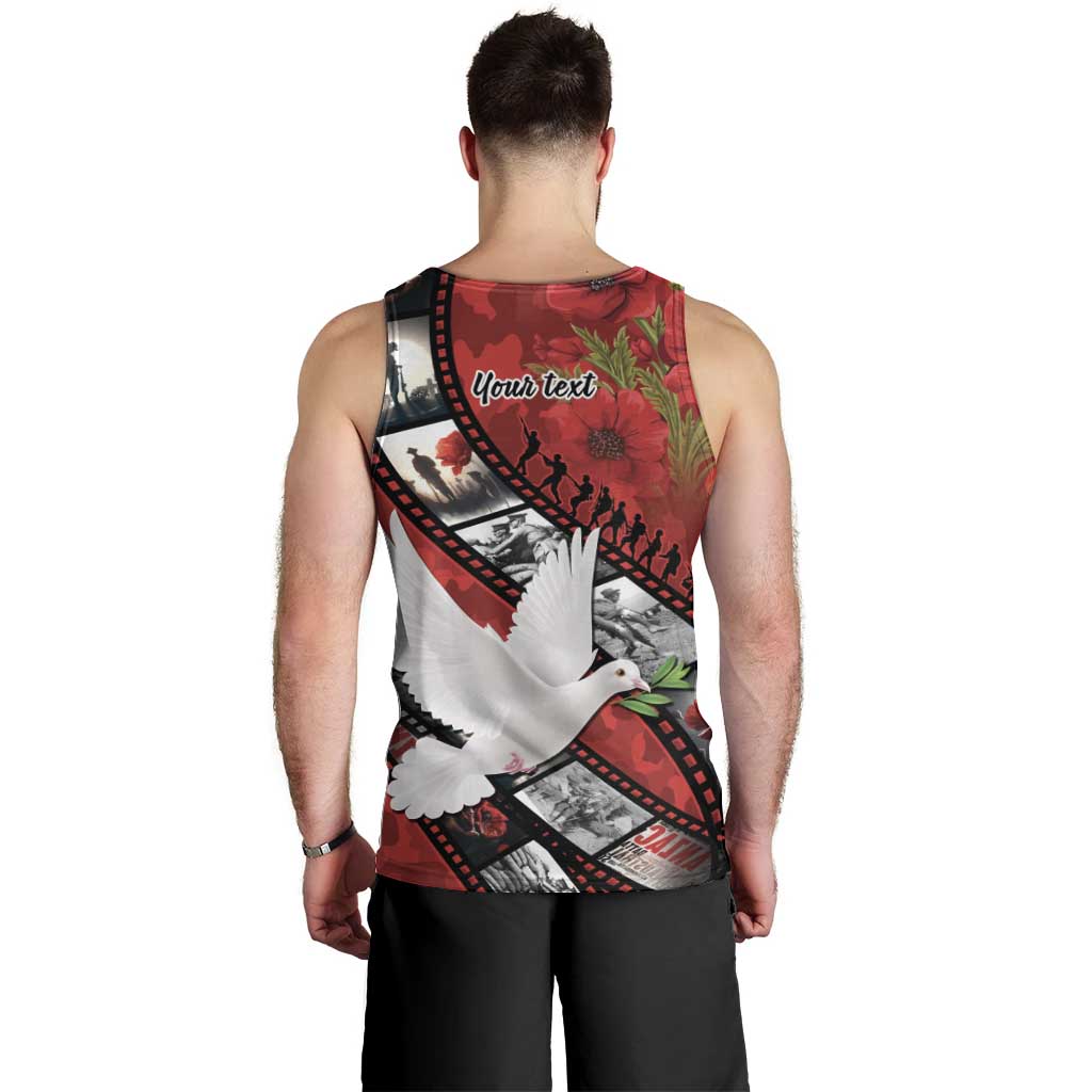 Personalised Tonga ANZAC 1915-2026 Filmstrip Men Tank Top Lest We Forget 25 April