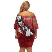 Personalised Tonga ANZAC 1915-2026 Filmstrip Off Shoulder Short Dress Lest We Forget 25 April