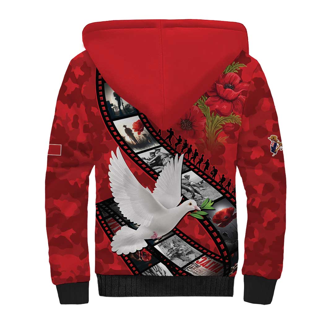 Personalised Tonga ANZAC 1915-2026 Filmstrip Sherpa Hoodie Lest We Forget 25 April