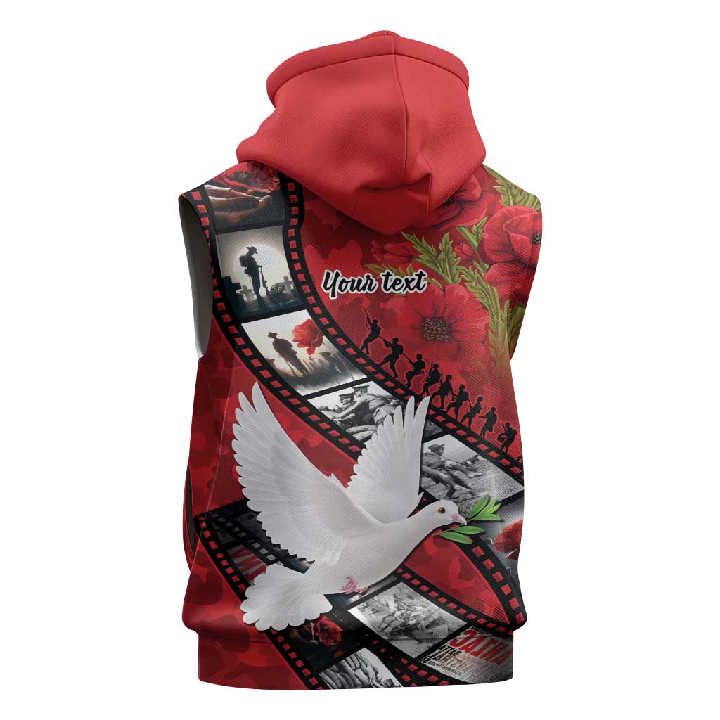 Personalised Tonga ANZAC 1915-2026 Filmstrip Sleeveless Zip Hoodie Lest We Forget 25 April