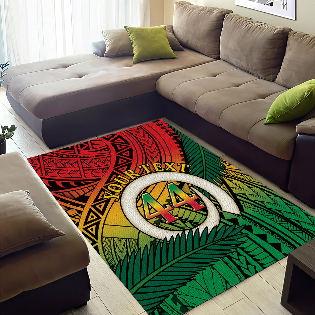 Personalised Vanuatu Yumi 44th Indipendens Dei Area Rug Vanuatuan Broad Tusk with Polynesian Tribal