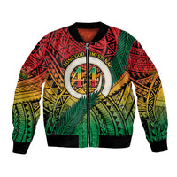 Personalised Vanuatu Yumi 44th Indipendens Dei Bomber Jacket Vanuatuan Broad Tusk with Polynesian Tribal