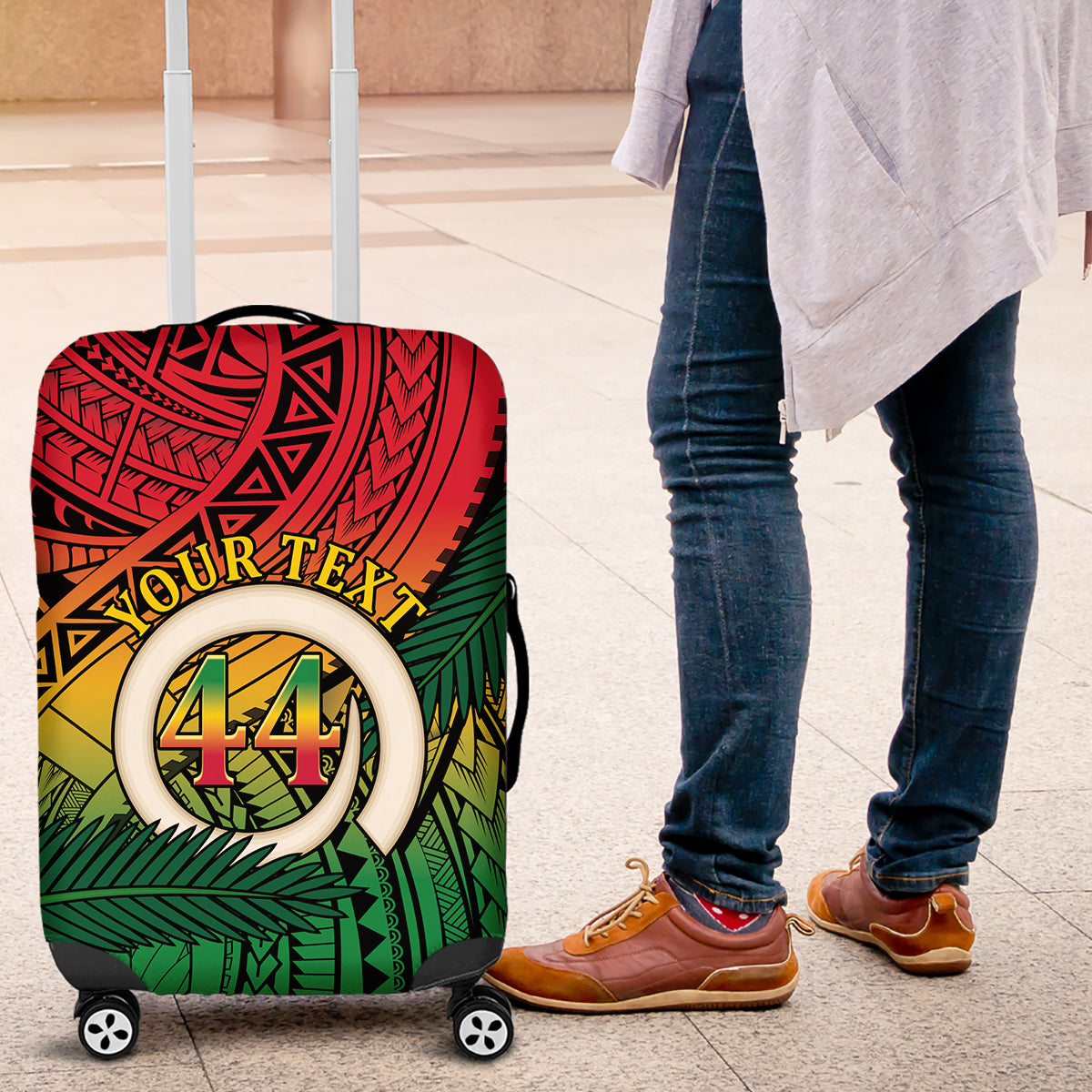 Personalised Vanuatu Yumi 44th Indipendens Dei Luggage Cover Vanuatuan Broad Tusk with Polynesian Tribal