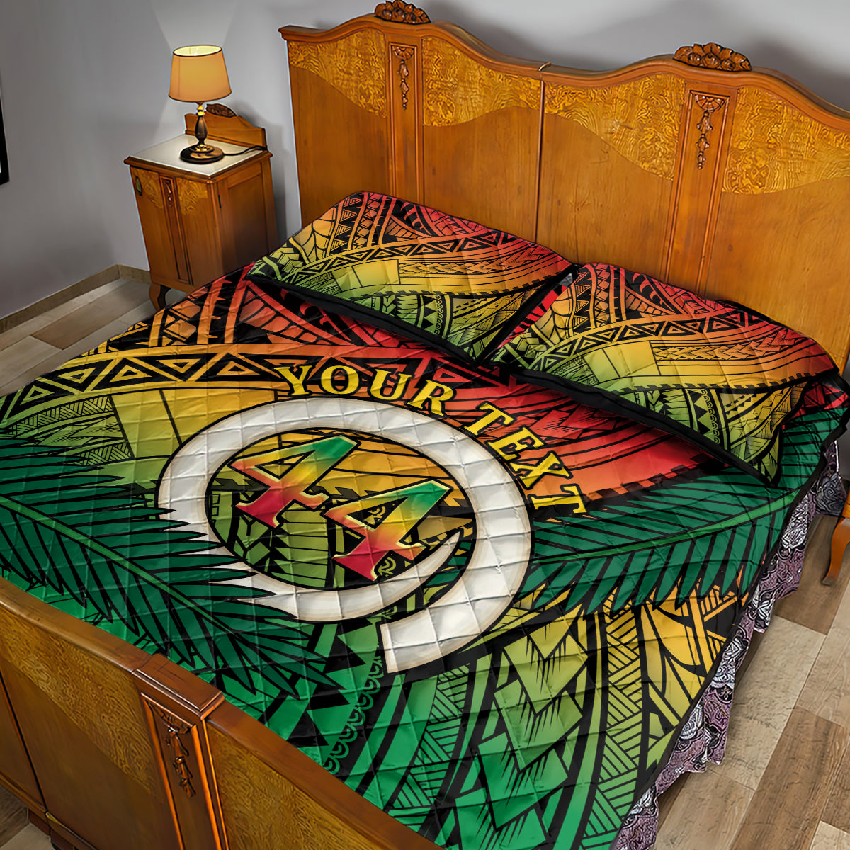 Personalised Vanuatu Yumi 44th Indipendens Dei Quilt Bed Set Vanuatuan Broad Tusk with Polynesian Tribal