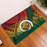 Personalised Vanuatu Yumi 44th Indipendens Dei Rubber Doormat Vanuatuan Broad Tusk with Polynesian Tribal