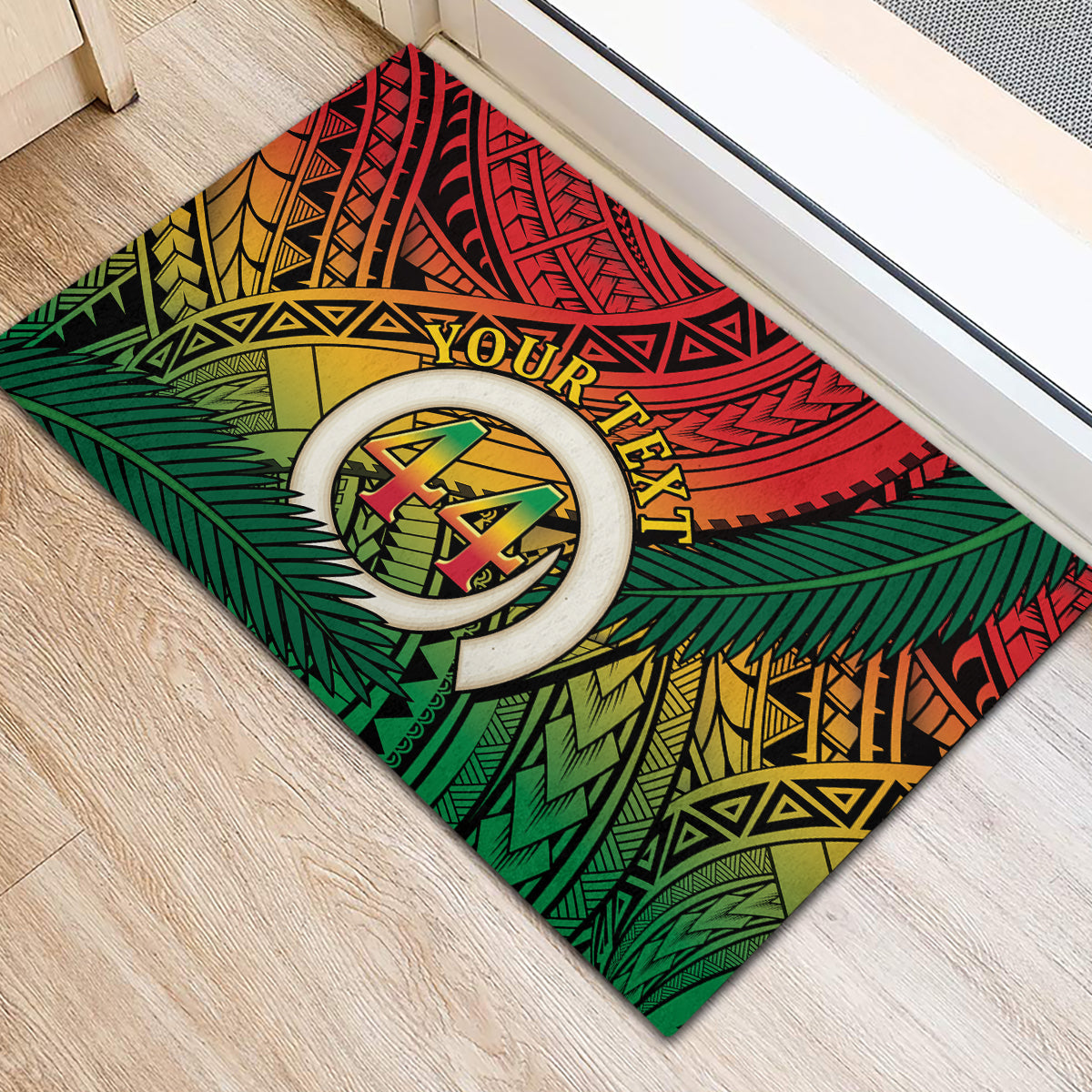 Personalised Vanuatu Yumi 44th Indipendens Dei Rubber Doormat Vanuatuan Broad Tusk with Polynesian Tribal