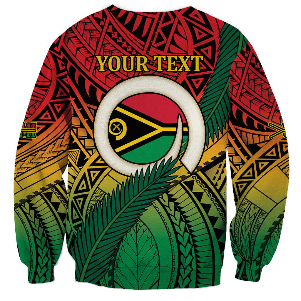 Personalised Vanuatu Yumi 44th Indipendens Dei Sweatshirt Vanuatuan Broad Tusk with Polynesian Tribal