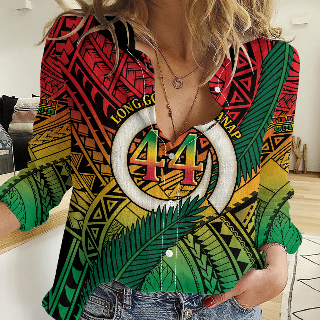 Personalised Vanuatu Yumi 44th Indipendens Dei Women Casual Shirt Vanuatuan Broad Tusk with Polynesian Tribal