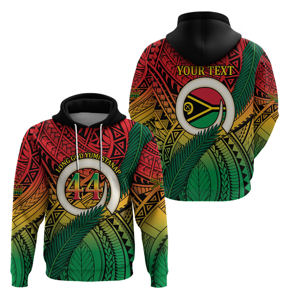 Personalised Vanuatu Yumi 44th Indipendens Dei Zip Hoodie Vanuatuan Broad Tusk with Polynesian Tribal