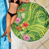 Polynesian Tribal Flower Tattoo Beach Blanket Special Lime Green Vibe
