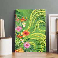Polynesian Tribal Flower Tattoo Canvas Wall Art Special Lime Green Vibe