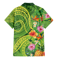 Polynesian Tribal Flower Tattoo Family Matching Mermaid Dress and Hawaiian Shirt Special Lime Green Vibe LT9 - Polynesian Pride