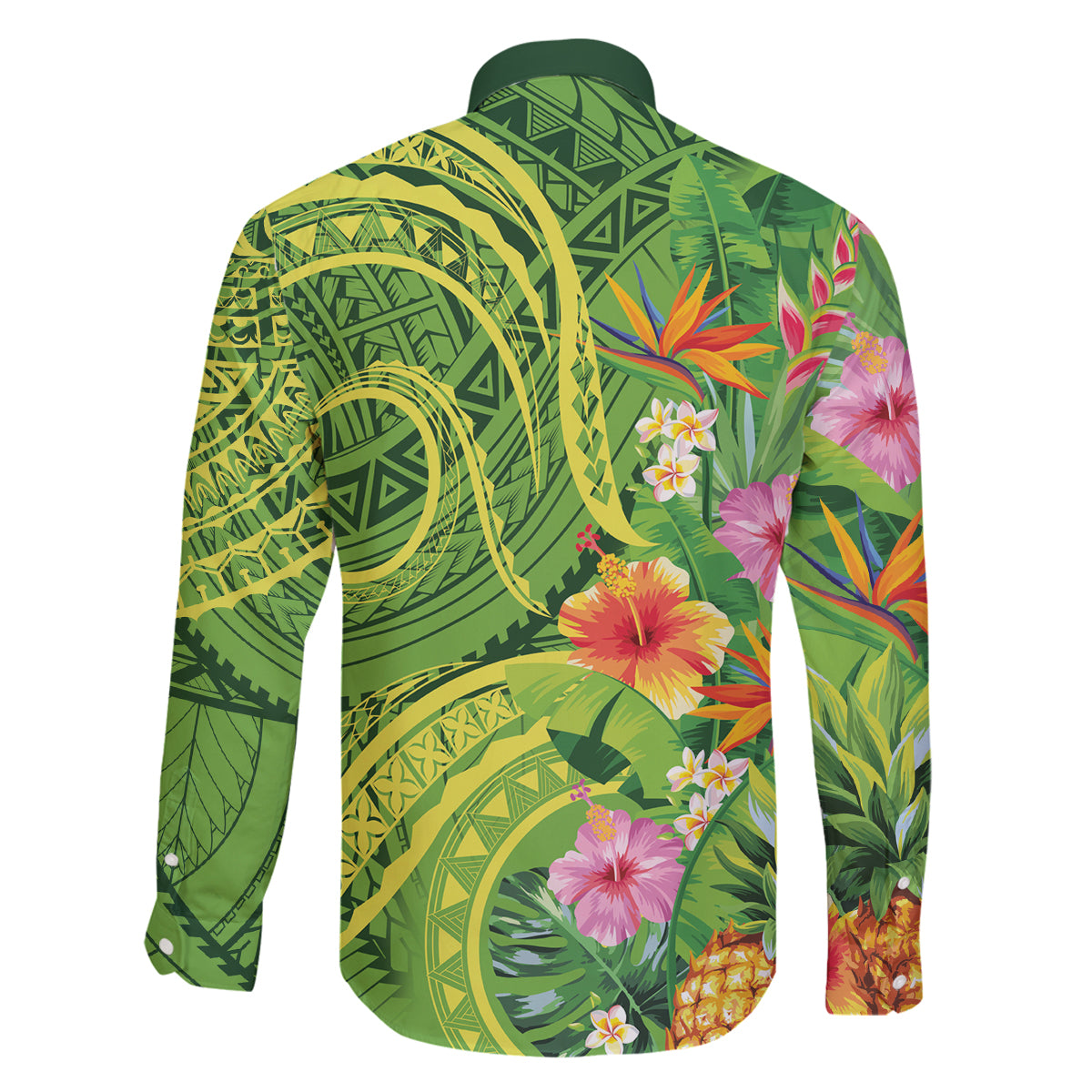 Polynesian Tribal Flower Tattoo Family Matching Mermaid Dress and Hawaiian Shirt Special Lime Green Vibe LT9 - Polynesian Pride