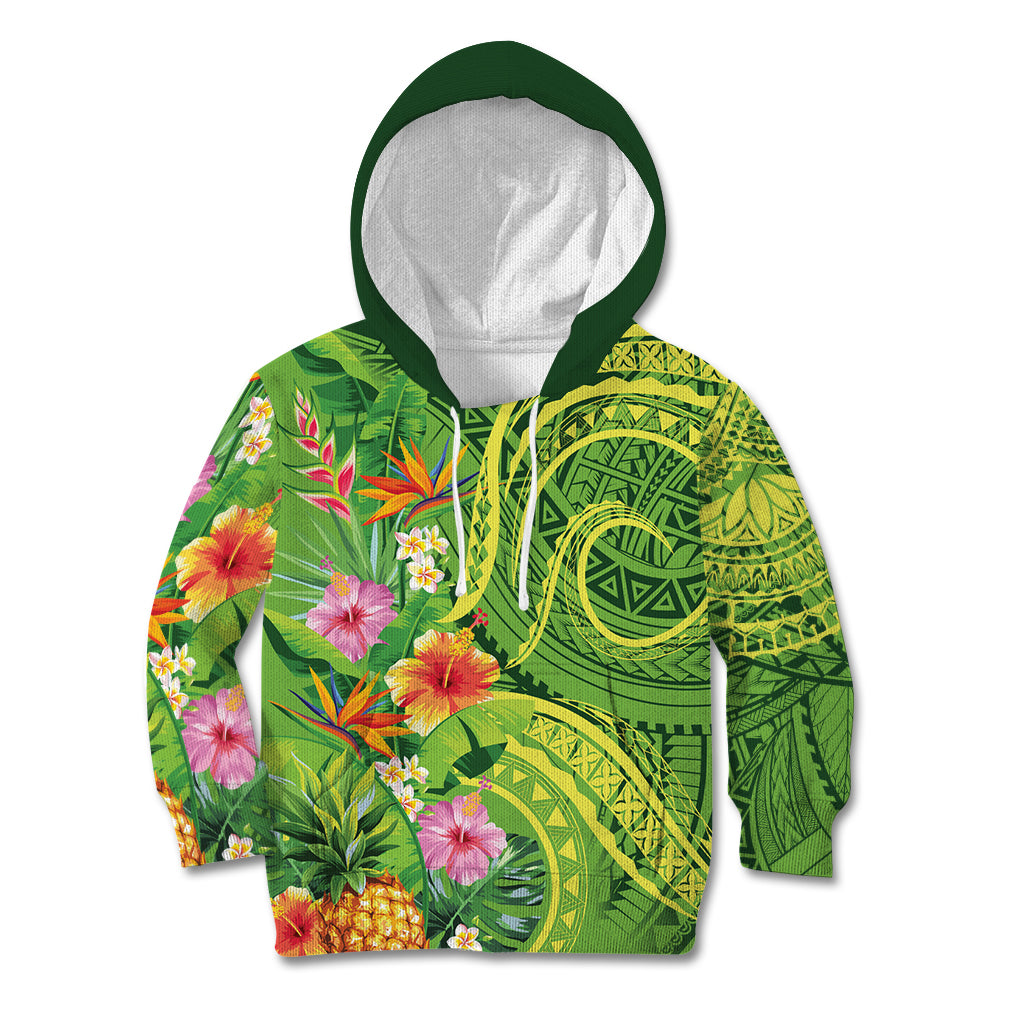 Polynesian Tribal Flower Tattoo Kid Hoodie Special Lime Green Vibe LT9 Hoodie Lime Green - Polynesian Pride