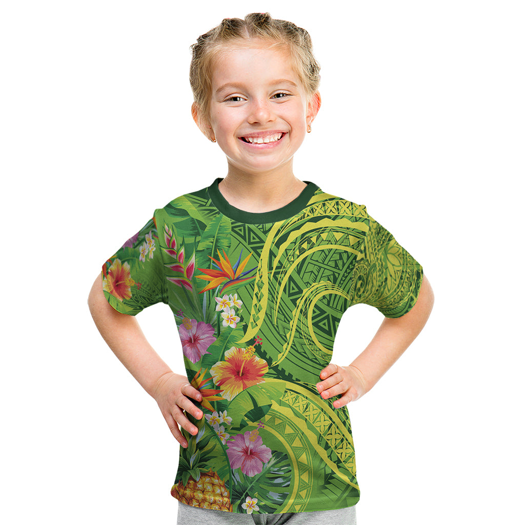 Polynesian Tribal Flower Tattoo Kid T Shirt Special Lime Green Vibe