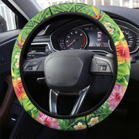 Polynesian Tribal Flower Tattoo Steering Wheel Cover Special Lime Green Vibe LT9 - Polynesian Pride