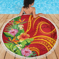 Polynesian Tribal Flower Tattoo Beach Blanket Special Vermilion Vibe LT9 - Polynesian Pride