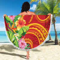 Polynesian Tribal Flower Tattoo Beach Blanket Special Vermilion Vibe LT9 - Polynesian Pride