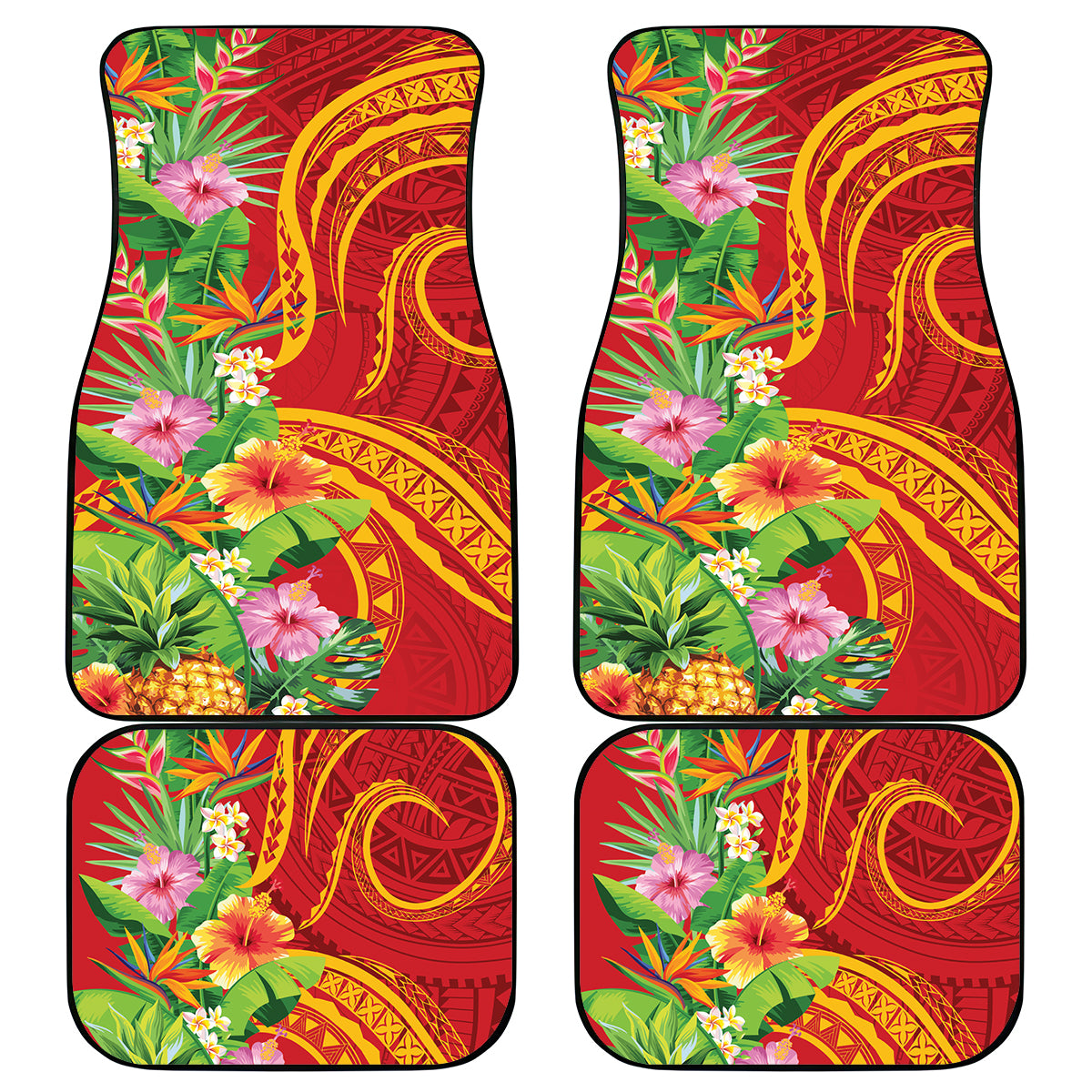 Polynesian Tribal Flower Tattoo Car Mats Special Vermilion Vibe LT9 - Polynesian Pride