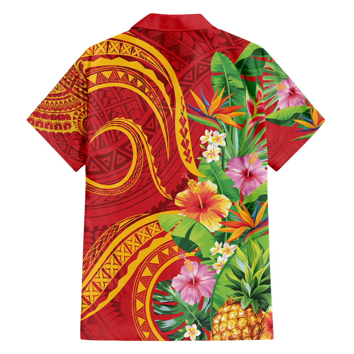 Polynesian Tribal Flower Tattoo Family Matching Off The Shoulder Long Sleeve Dress and Hawaiian Shirt Special Vermilion Vibe LT9 - Polynesian Pride