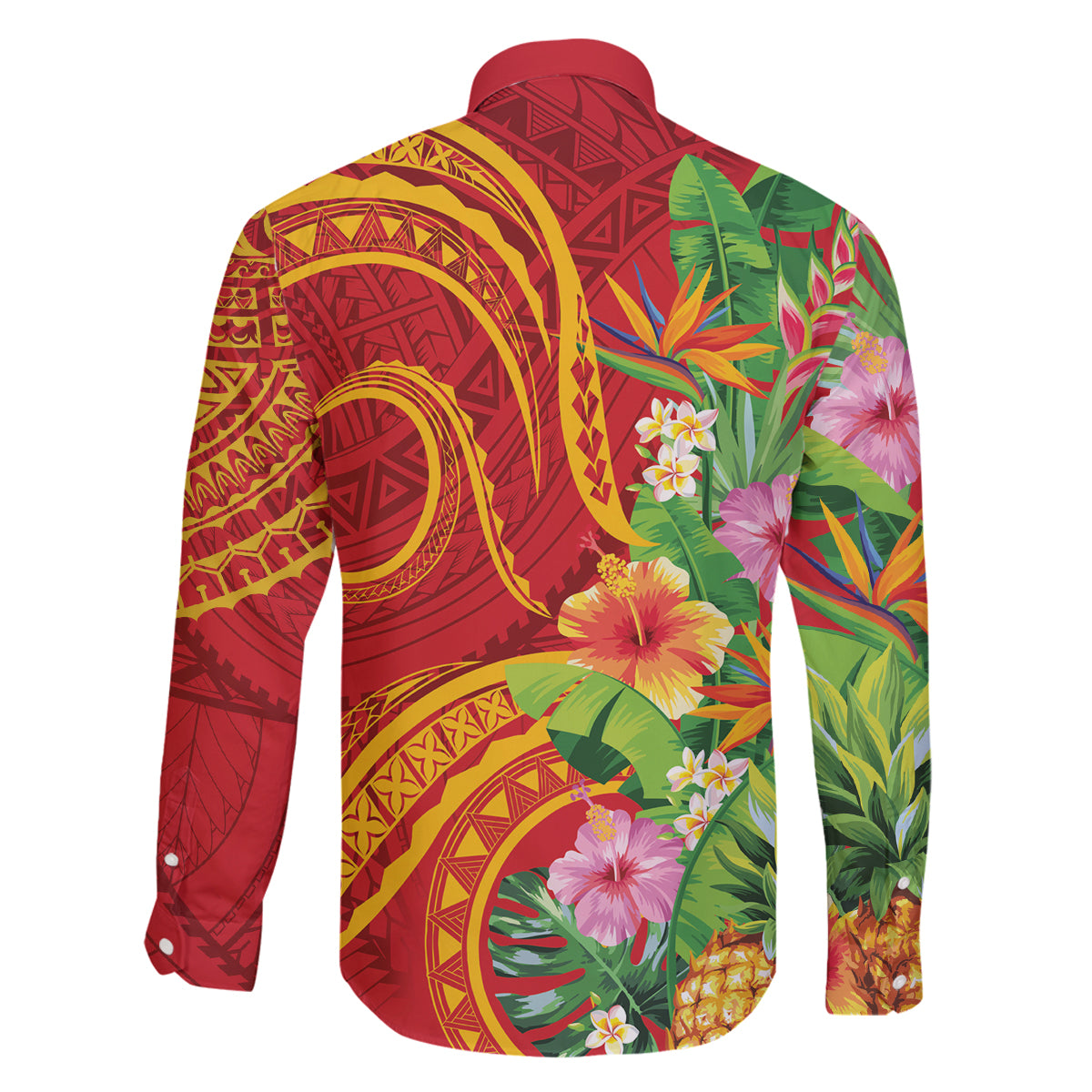 Polynesian Tribal Flower Tattoo Family Matching Off Shoulder Short Dress and Hawaiian Shirt Special Vermilion Vibe LT9 - Polynesian Pride