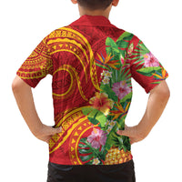 Polynesian Tribal Flower Tattoo Family Matching Summer Maxi Dress and Hawaiian Shirt Special Vermilion Vibe LT9 - Polynesian Pride