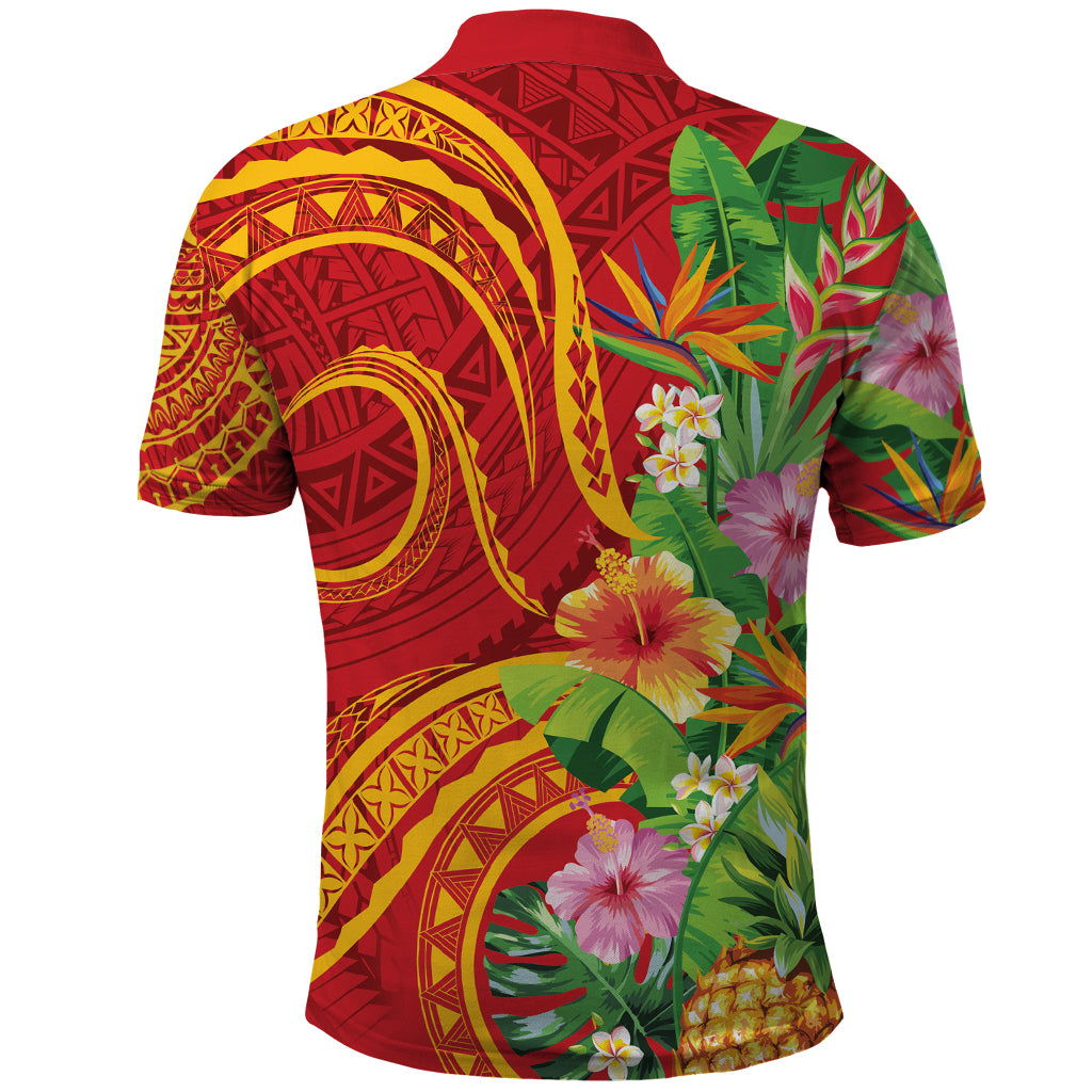 Polynesian Tribal Flower Tattoo Polo Shirt Special Vermilion Vibe