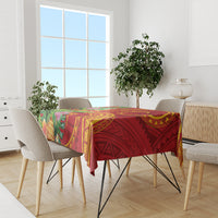 Polynesian Tribal Flower Tattoo Tablecloth Special Vermilion Vibe