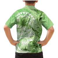 Polynesian Hibiscus Flower Tribal Family Matching Mermaid Dress and Hawaiian Shirt Lime Green Color LT9 - Polynesian Pride