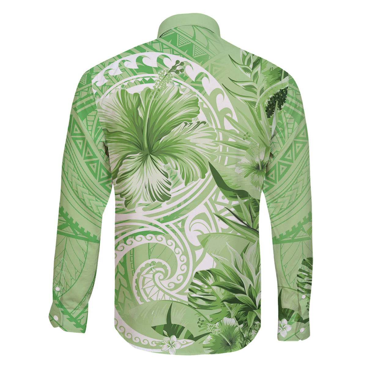 Polynesian Hibiscus Flower Tribal Family Matching Mermaid Dress and Hawaiian Shirt Lime Green Color LT9 - Polynesian Pride