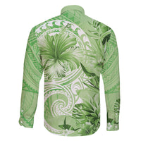 Polynesian Hibiscus Flower Tribal Family Matching Summer Maxi Dress and Hawaiian Shirt Lime Green Color LT9 - Polynesian Pride