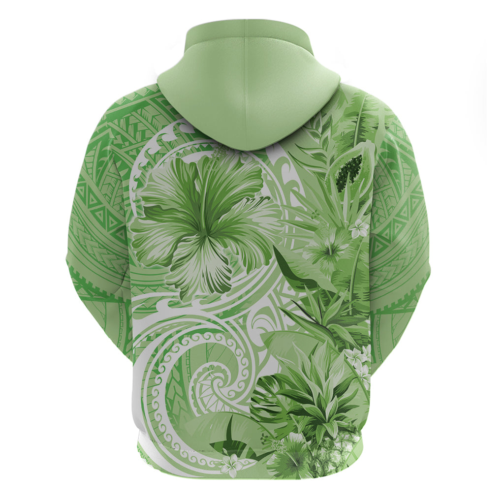 Polynesian Hibiscus Flower Tribal Hoodie Lime Green Color