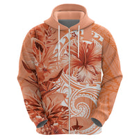 Polynesian Hibiscus Flower Tribal Hoodie Peach Color