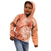 Polynesian Hibiscus Flower Tribal Kid Hoodie Peach Color LT9 - Polynesian Pride