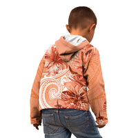 Polynesian Hibiscus Flower Tribal Kid Hoodie Peach Color LT9 - Polynesian Pride