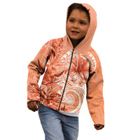 Polynesian Hibiscus Flower Tribal Kid Hoodie Peach Color LT9 - Polynesian Pride
