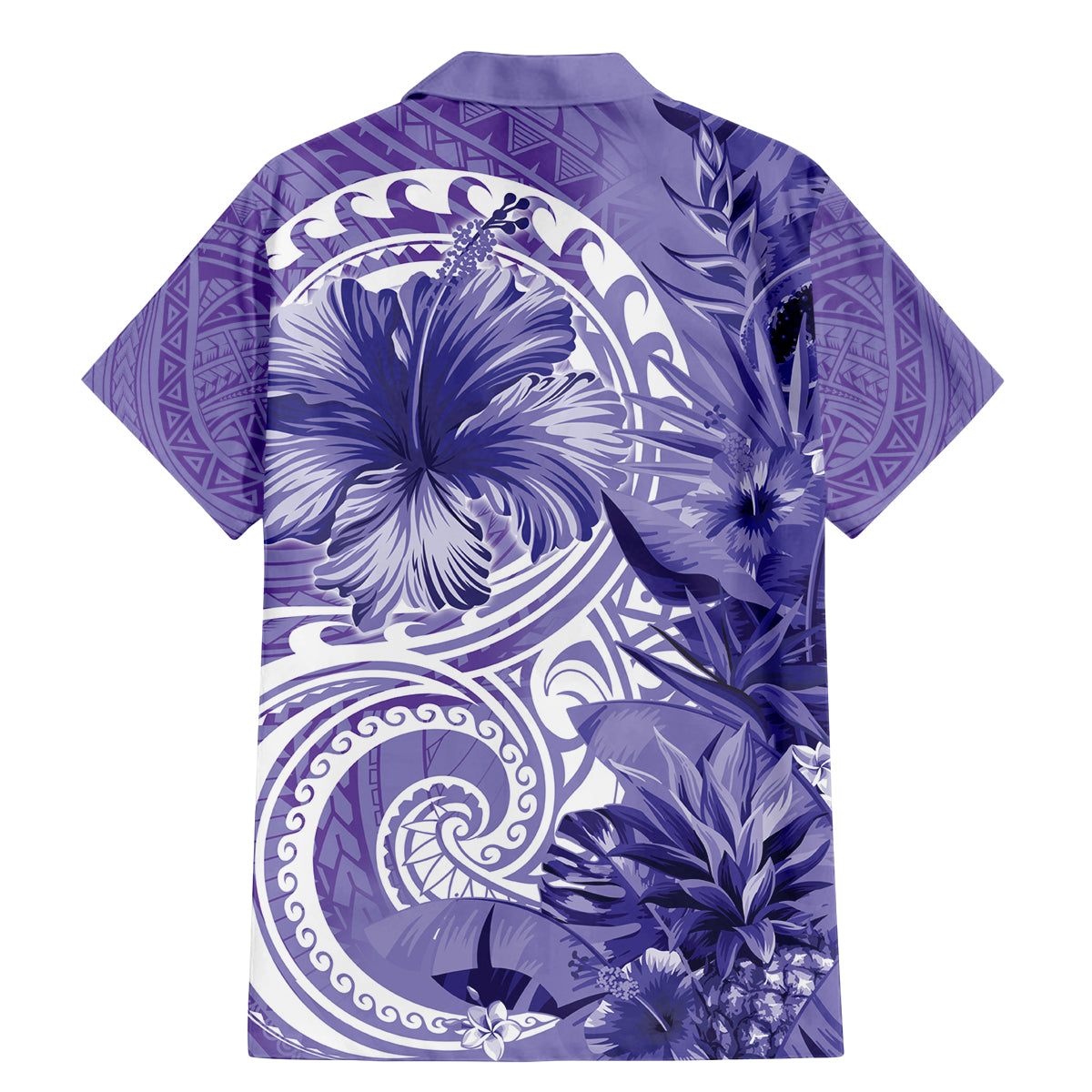 Polynesian Hibiscus Flower Tribal Family Matching Mermaid Dress and Hawaiian Shirt Violet Color LT9 - Polynesian Pride