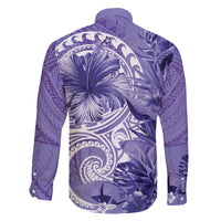Polynesian Hibiscus Flower Tribal Family Matching Mermaid Dress and Hawaiian Shirt Violet Color LT9 - Polynesian Pride