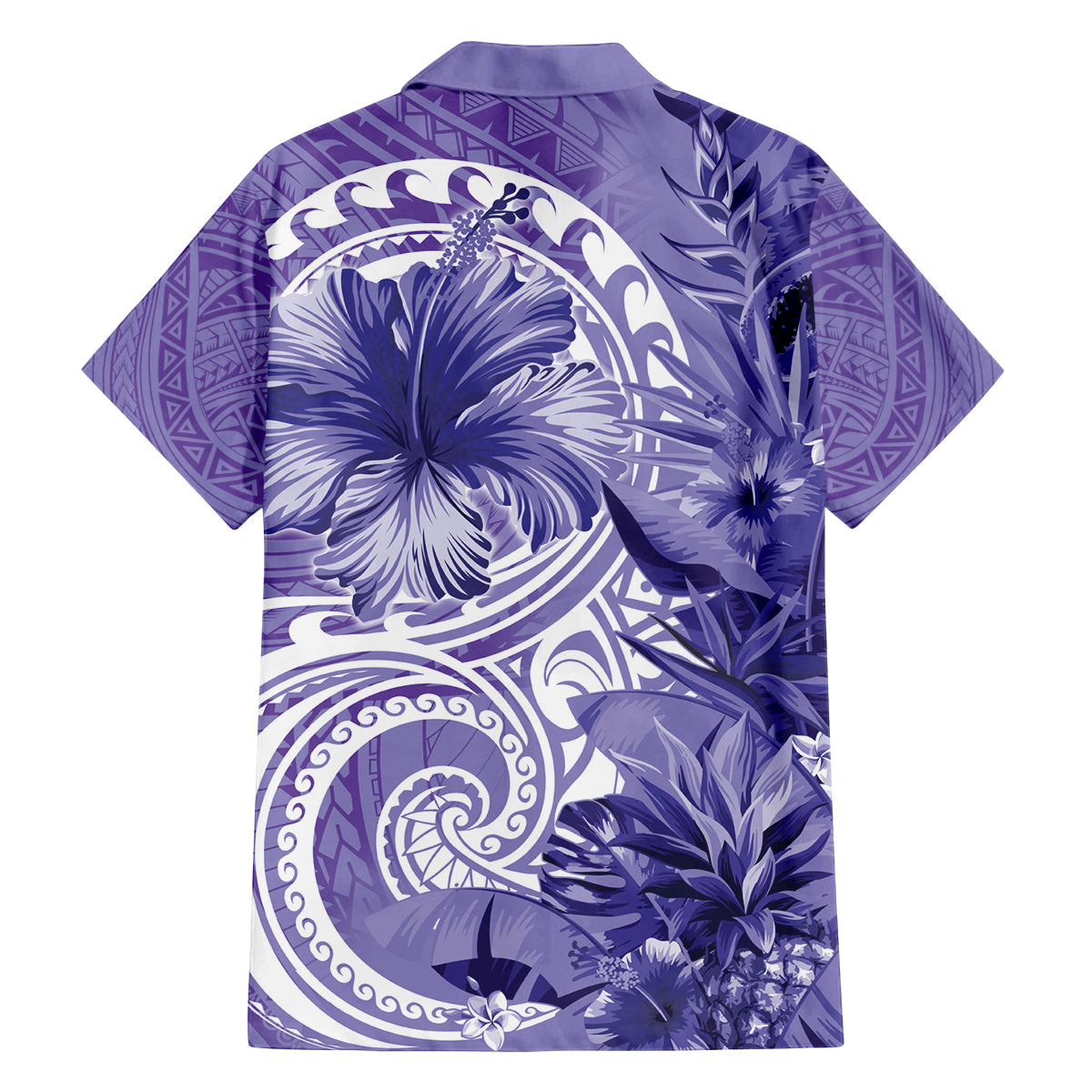 Polynesian Hibiscus Flower Tribal Family Matching Off Shoulder Maxi Dress and Hawaiian Shirt Violet Color LT9 - Polynesian Pride