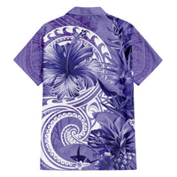 Polynesian Hibiscus Flower Tribal Family Matching Summer Maxi Dress and Hawaiian Shirt Violet Color LT9 - Polynesian Pride