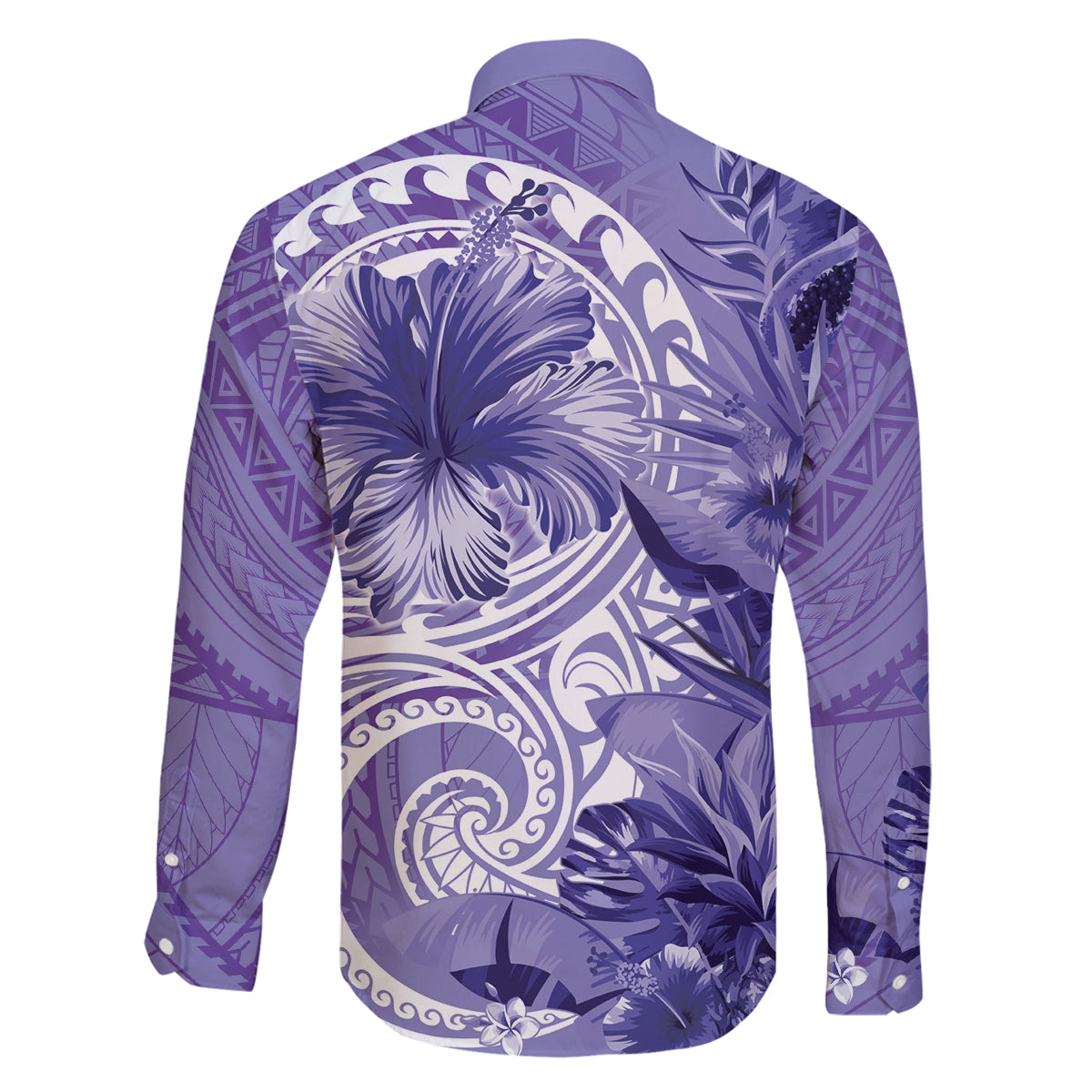 Polynesian Hibiscus Flower Tribal Family Matching Summer Maxi Dress and Hawaiian Shirt Violet Color LT9 - Polynesian Pride